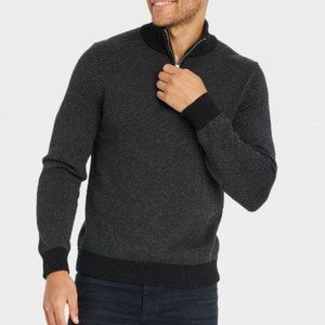 GOODFELLOW & CO Big & Tall 3XL Men's 1/4 Zip Collared Sweatshirt - Gry/Blk